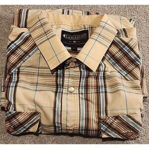 Lamasini Pearl Snap Shirt Men's Large Western Cowboy Honky Tonk Plaid Windowpane